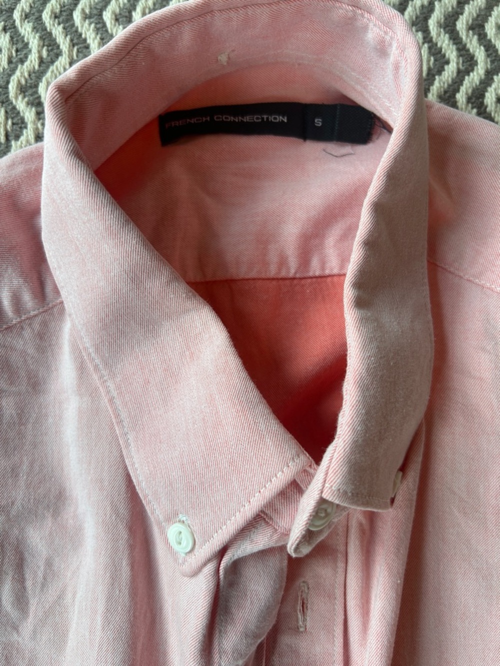 French Connection Men's Light Pink Button-Down Shirt - Picture 2 of 3